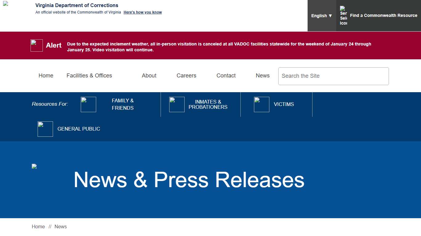 News & Press Releases — Virginia Department of Corrections